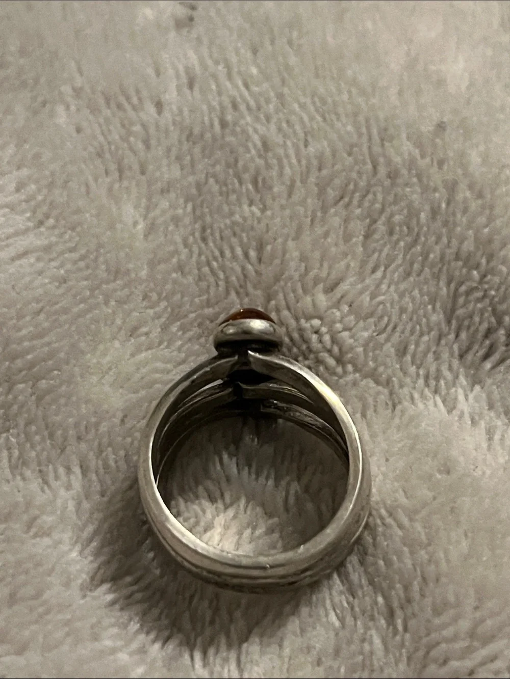 Vintage Sterling Silver Amber 3 Stone Ring